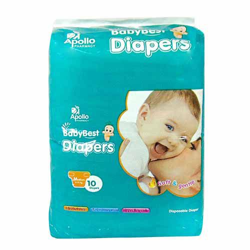 Buy BABY BEST Baby Diapers Medium 10's Online - Fitbynet